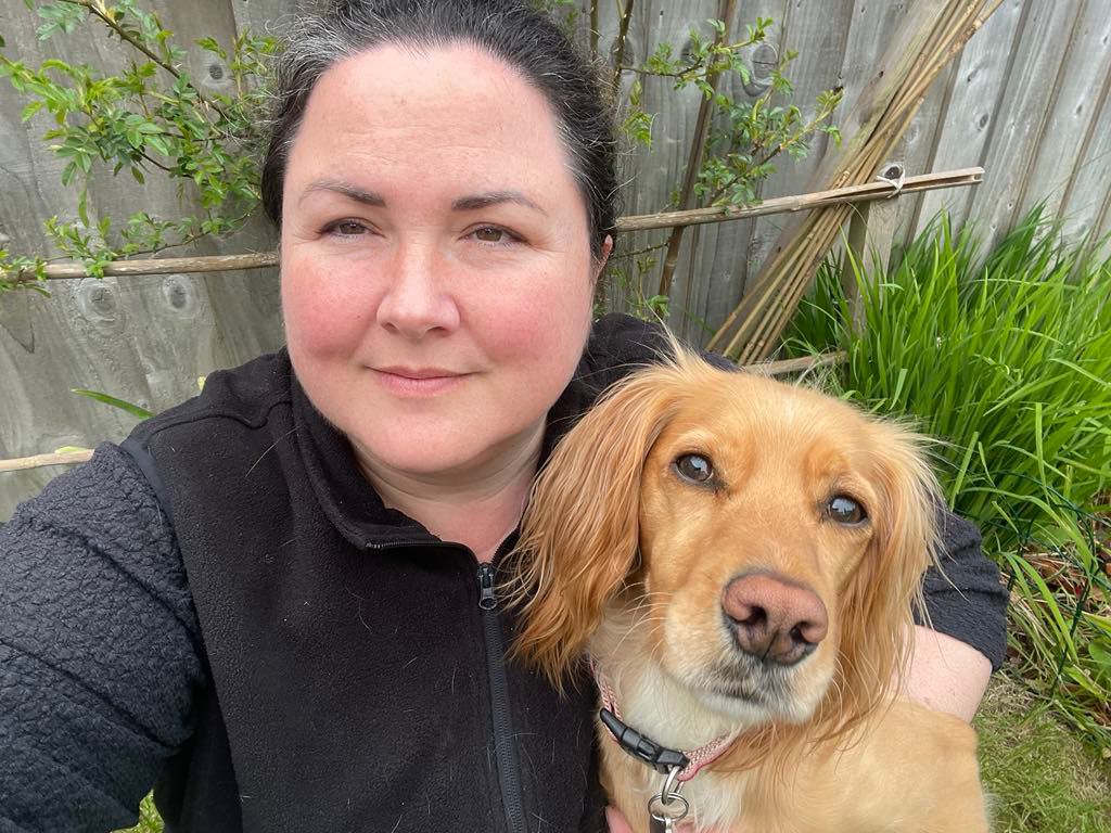 Melissa with Skye, a golden cocker spaniel